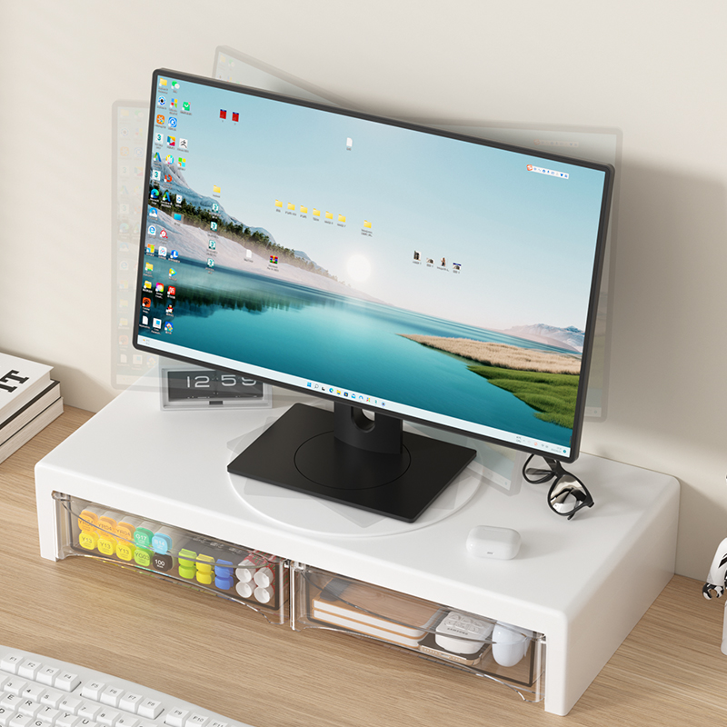 Desk Setup Riser - 2 Katlı Monitör Standı, Çekmeceli Plastik