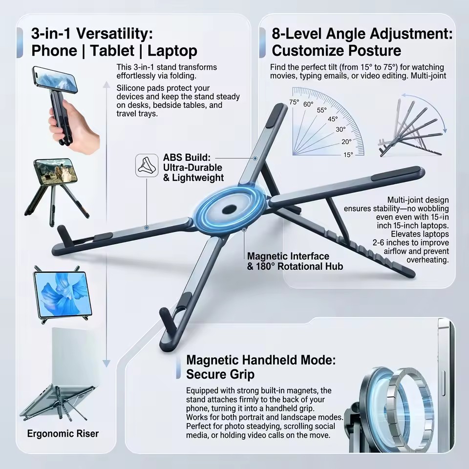 Desk Setup Equipment - Taşınabilir Manyetik Telefon Tutucu ve Selfie
