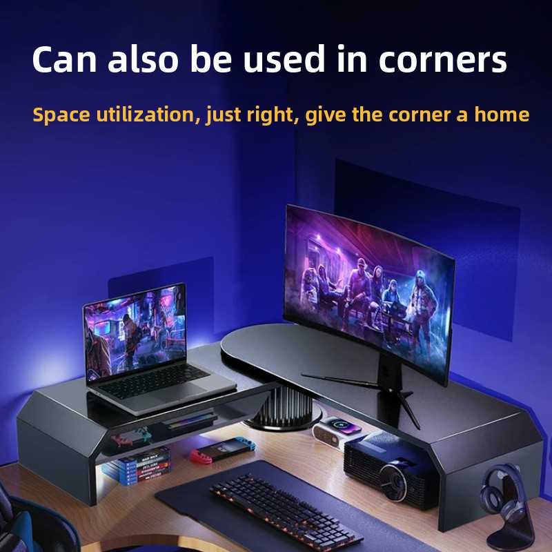 Desk Setup With Laptop And Monitor - Oyun Çift Monitör Standı Ofis Ekran