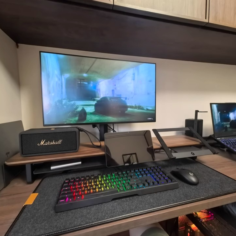Desk Setup With Laptop And Monitor - Modüler Monitör Yükseltici Standı Ergonomik Masa
