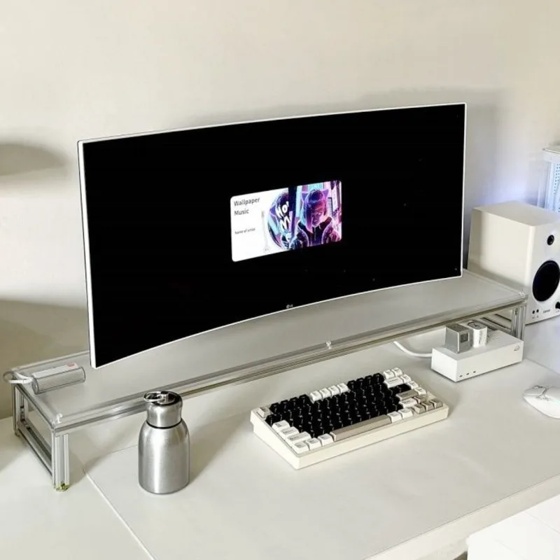 Desk Setup With Laptop And Monitor - Alüminyum Monitör Standı Akrilik Masaüstü Yükseltici