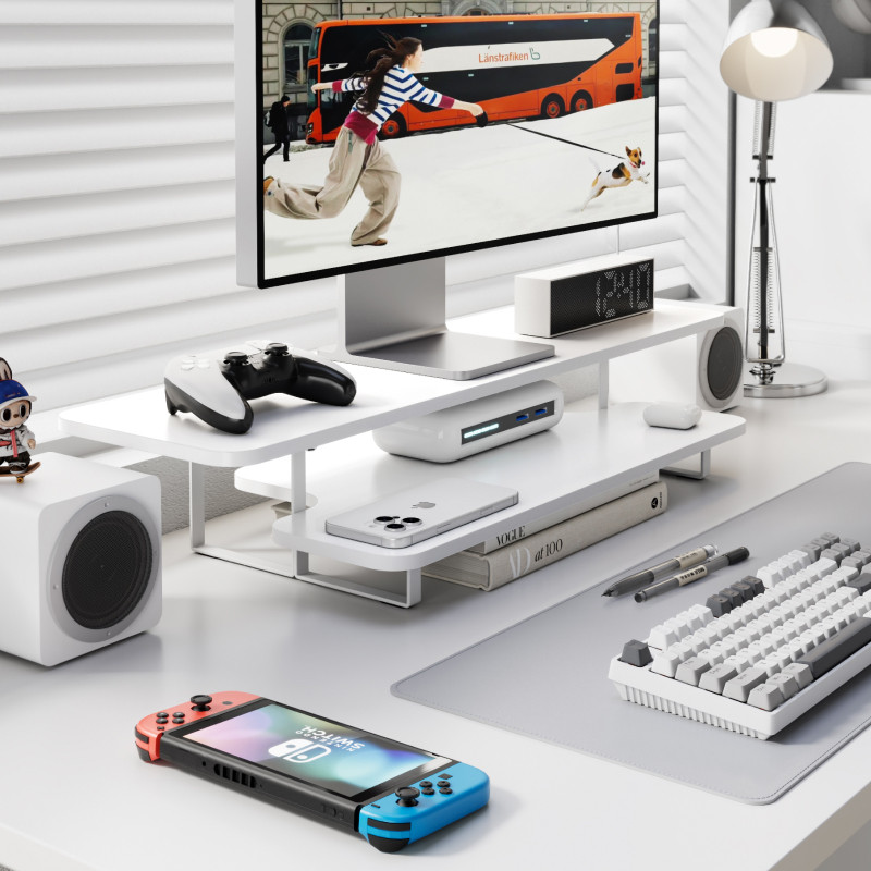Ceviz Kaplama Monitör Standı Y - Desk Setup With Laptop And Monitor incelemesi ve fiyatı
